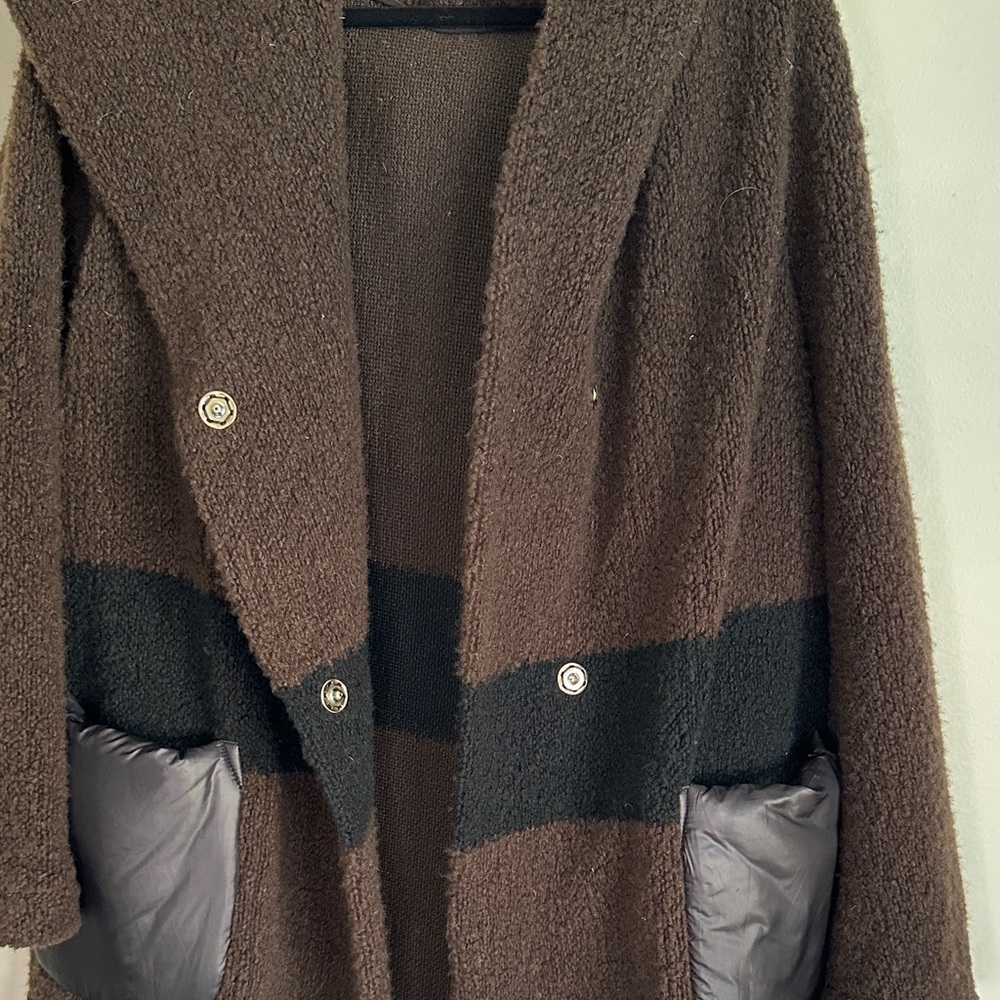 Violanti Italian Brown and Black Hooded Coat with Fringe. Stunning, heavy, soft - Picture 8 of 14